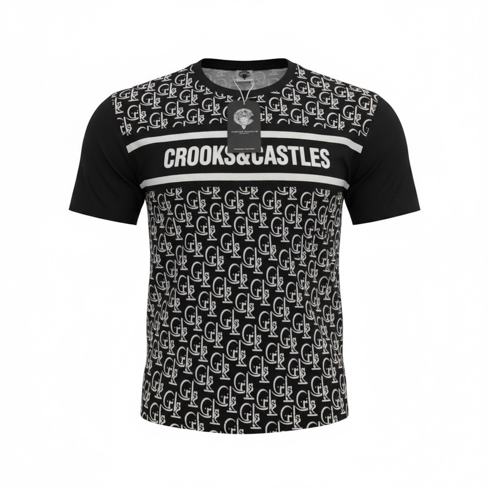 Large-Crooks & Castles Black Graphic T-Shirt